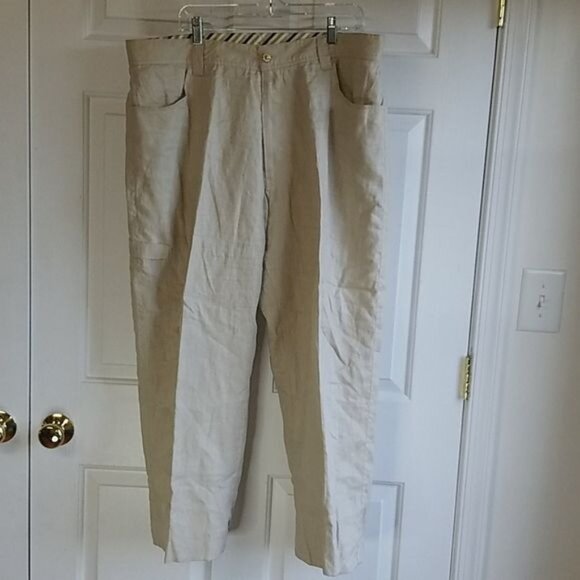 MEN'S VINTAGE 90s Pelle Pelle Linen Shirt Pants Set Cream MAN'S 4 Extra Large - Picture 5 of 15